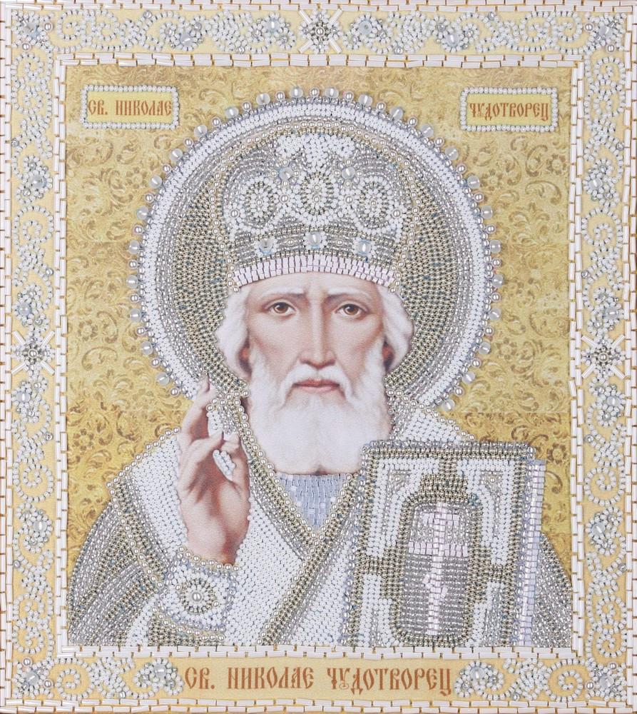 Вышивка бисером Святой Николай Чудотворец частичная выкладка религия заготовка 25x28 см (1480437236)