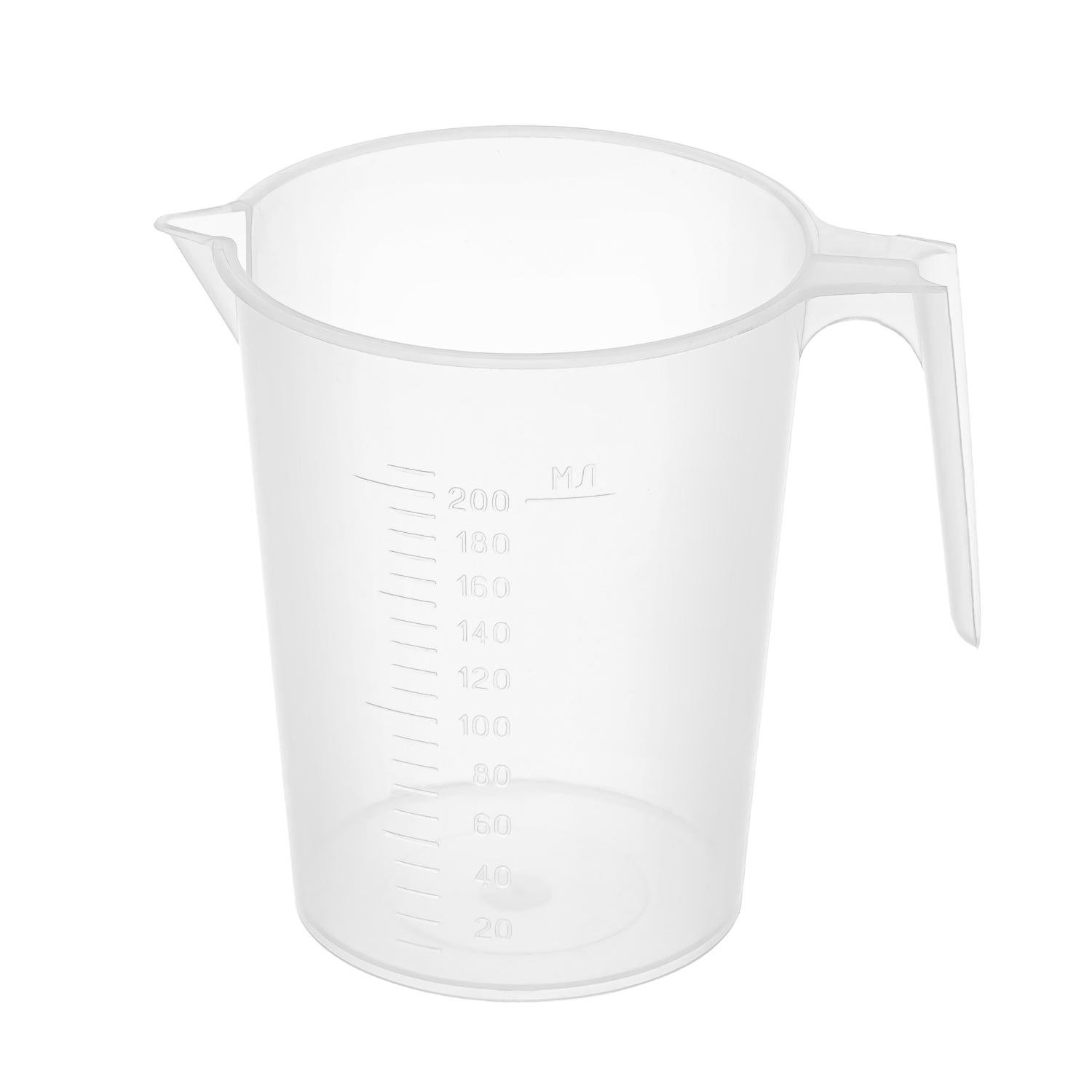 Мірний стакан пластмасовий з ручкою для харчових продуктів 200 мл Прозорий