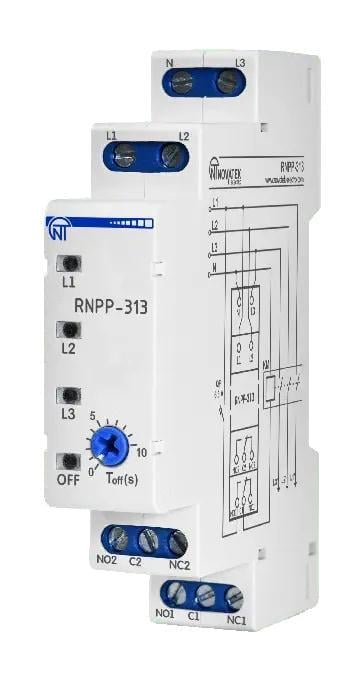 Реле контролю напруги та фаз Novatek-Electro РНПП-313 трифазне 5A (NTRNP3130)
