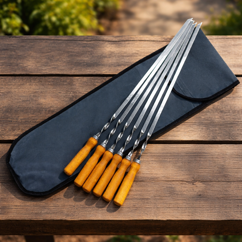 Набор Jooki шампуров с деревянной ручкой 6 шт. в чехле 580х10х3 мм