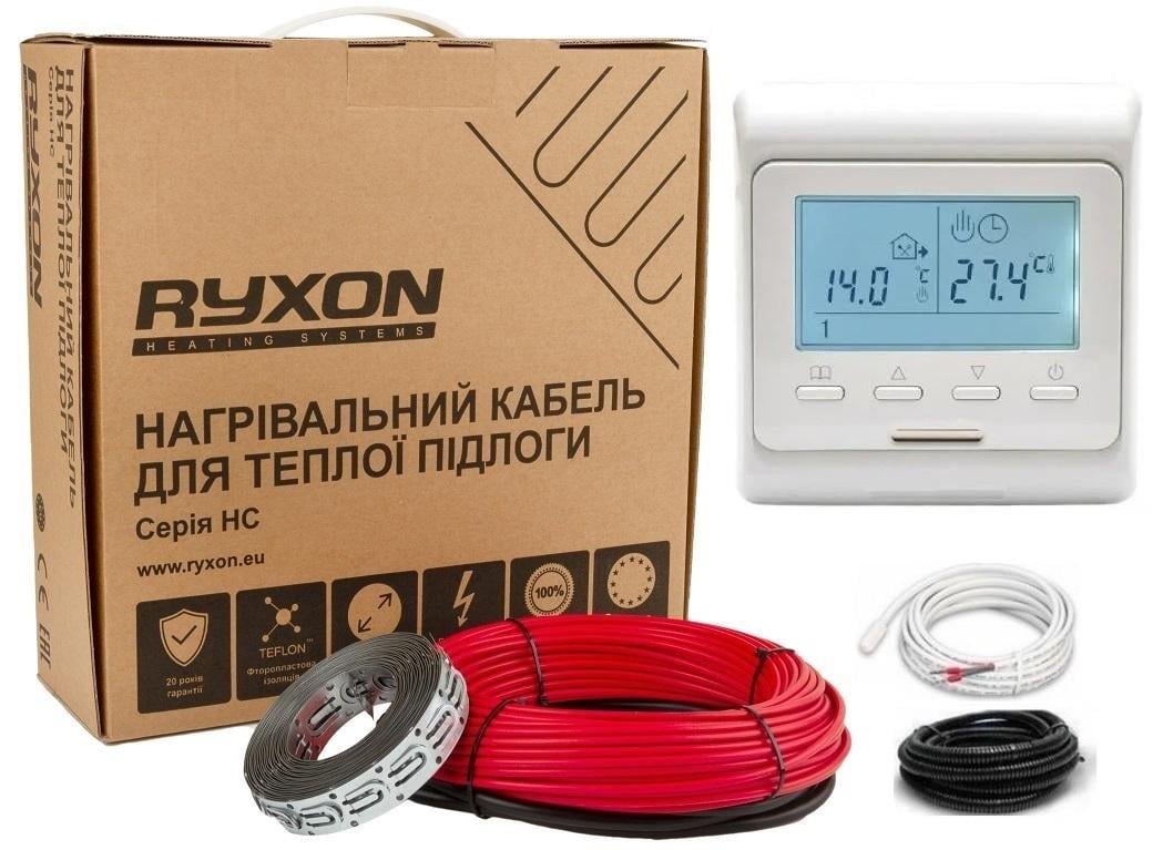 Кабель нагрівальний RYXON 2 м²-2,4 м²/400 Вт/20 м з програмованим терморегулятором E51 WiFi - фото 1