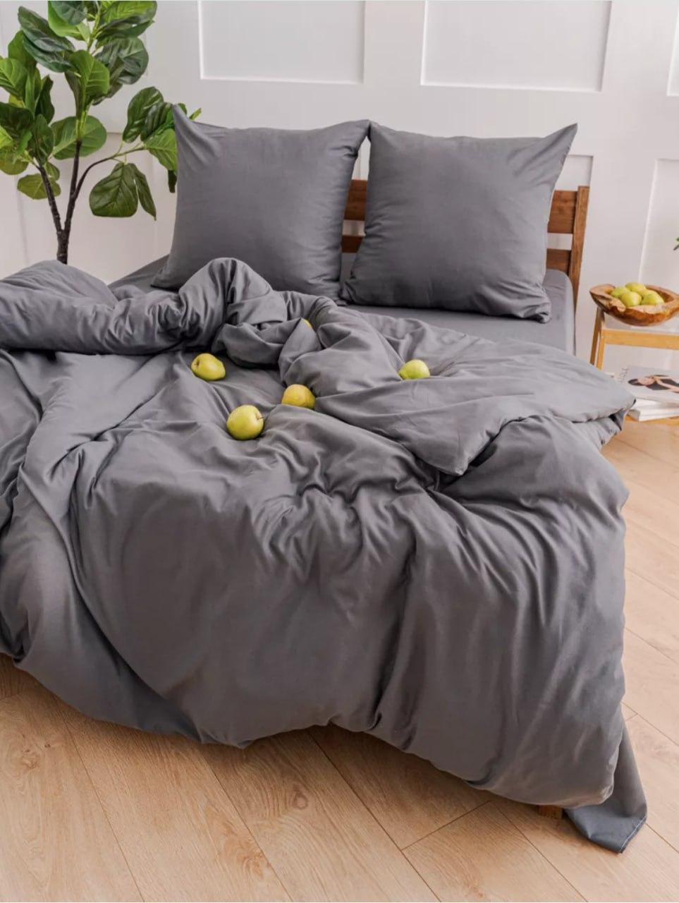 Набір постільної білизни бавовна Сімейний 150х210 наволочка 50х70 2шт Графіт (П4К-Post-ukr-0012-04)