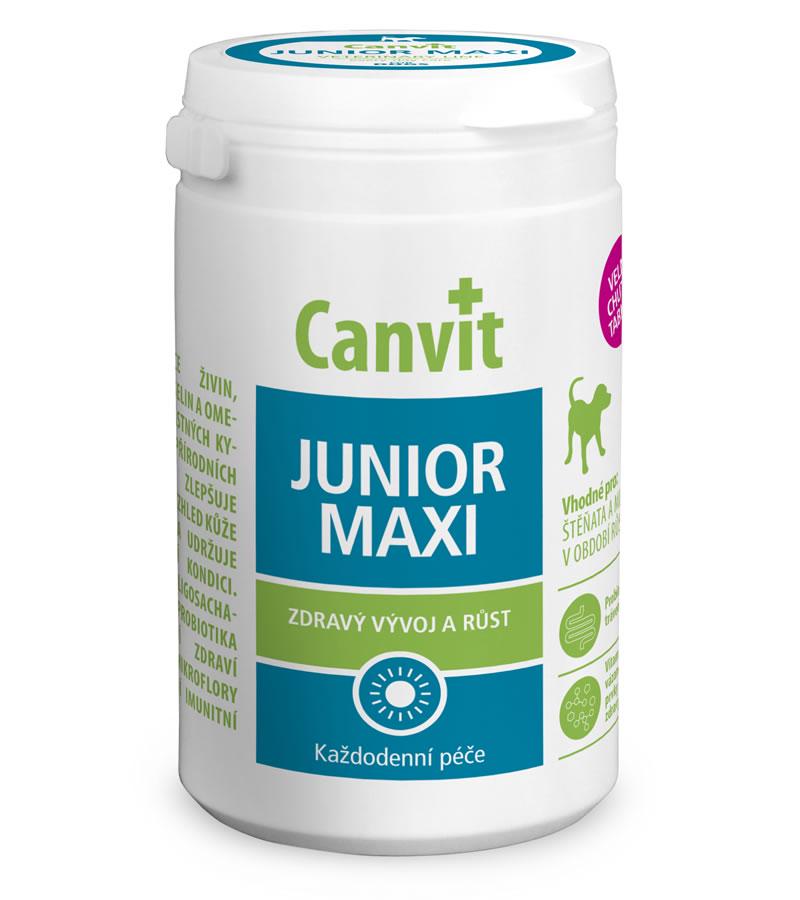 Витаминная кормовая добавка для щенков и молодых собак более 25 кг Canvit Junior Maxi комплекс для здорового роста и развития 230 г (can53373)