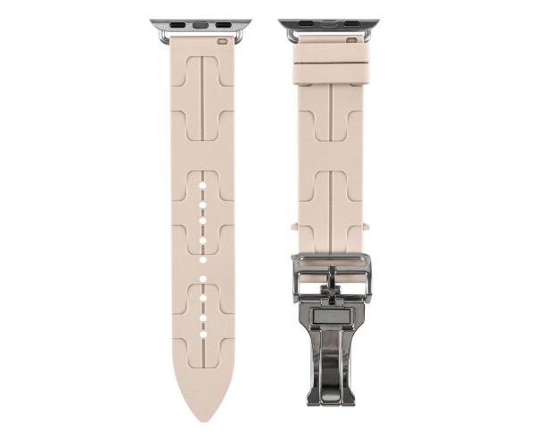Ремешок Silicone Hermes для Watch 42/44/45/49 мм Milky/White Ремешок Silicone Hermes для Watch 42/44/45/49 мм Milky/White