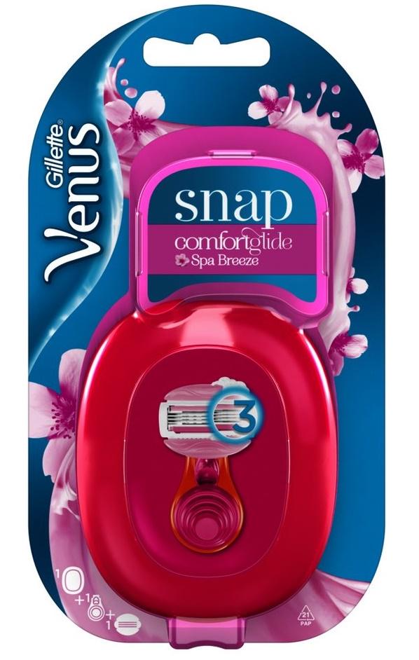 Станок для бритья женский GILLETTE Venus Snap с картриджем Comfortglide Spa Breeze компактный