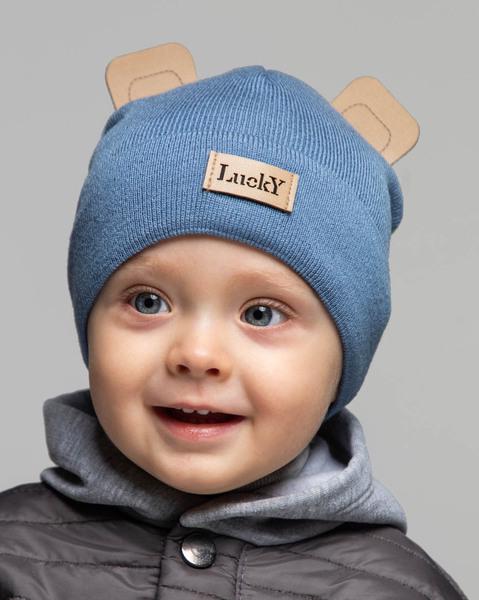 Шапка детская для мальчиков Лаки DV205 без подкладки 42-46 см Голубой