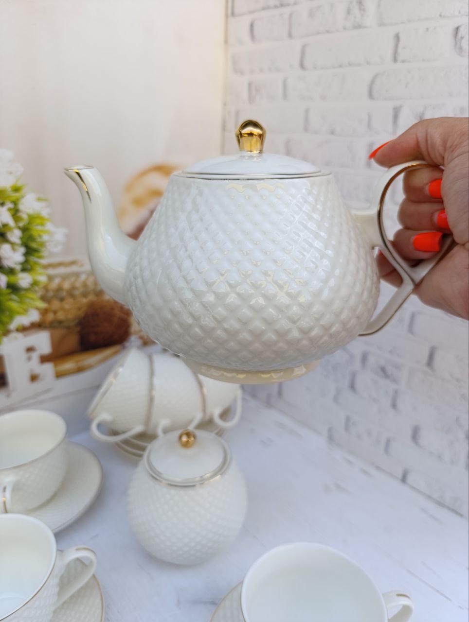 Чайний сервіз SNT Белла порцеляна 260 мл/460 мл/1 л 14 предметів Білий (18041-00) - фото 6