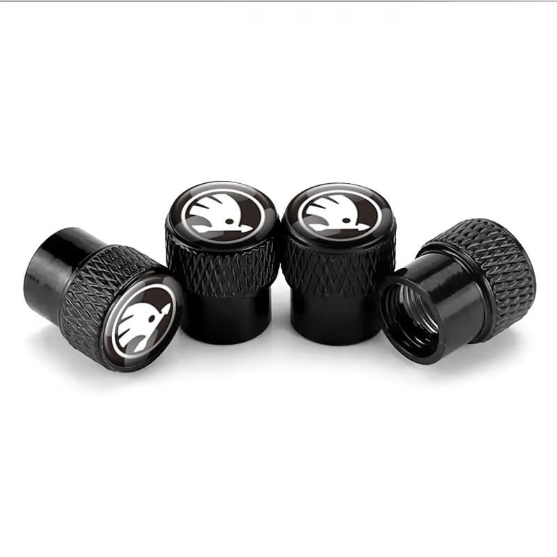 Набор защитных колпачков на ниппель SUNROZ Caps для Skoda Rif Metal Black Шкода 4 шт. (A67787)