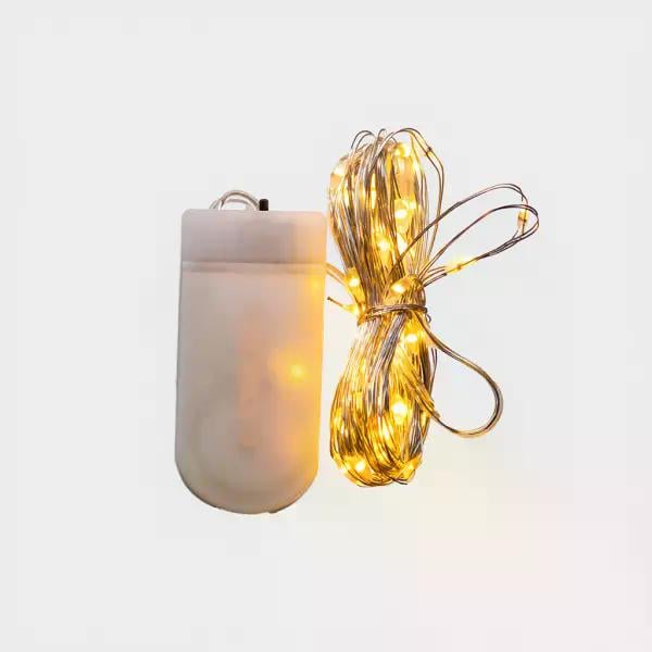 Гірлянда Роса нитка 50 LED 5 м на батарейках жовтий (50L5MWY) - фото 3