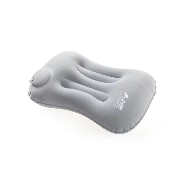 Подушка кемпінгова надувна BISINNA Camping Inflatable Pillow Portable з вбудованим ручним насосом Сірий