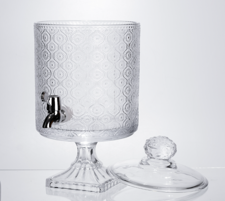 Лимонадница стеклянная на ножке на с краном 4,5 л Прозрачный - фото 3