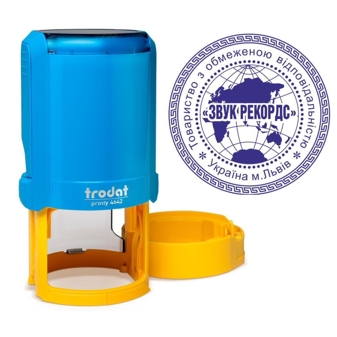 Печатка ТОВ на автоматичному оснащенні Trodat Printy 4642 з ковпачком Синьо-жовтий (ТОВ7/4642/BY)
