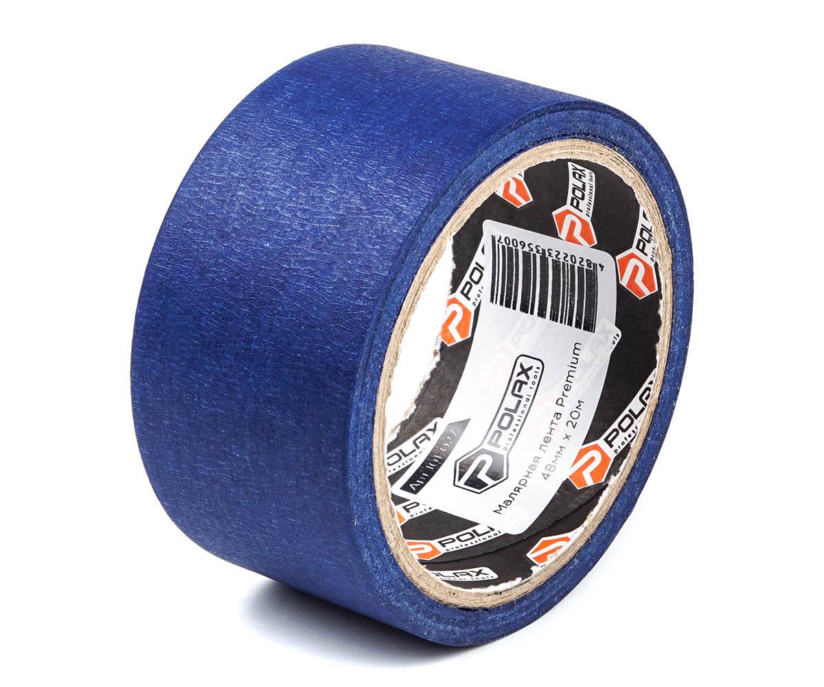 Малярська клейка стрічка Polax Premium для зовнішніх робіт 48 мм х 20 м Blue (101-027)