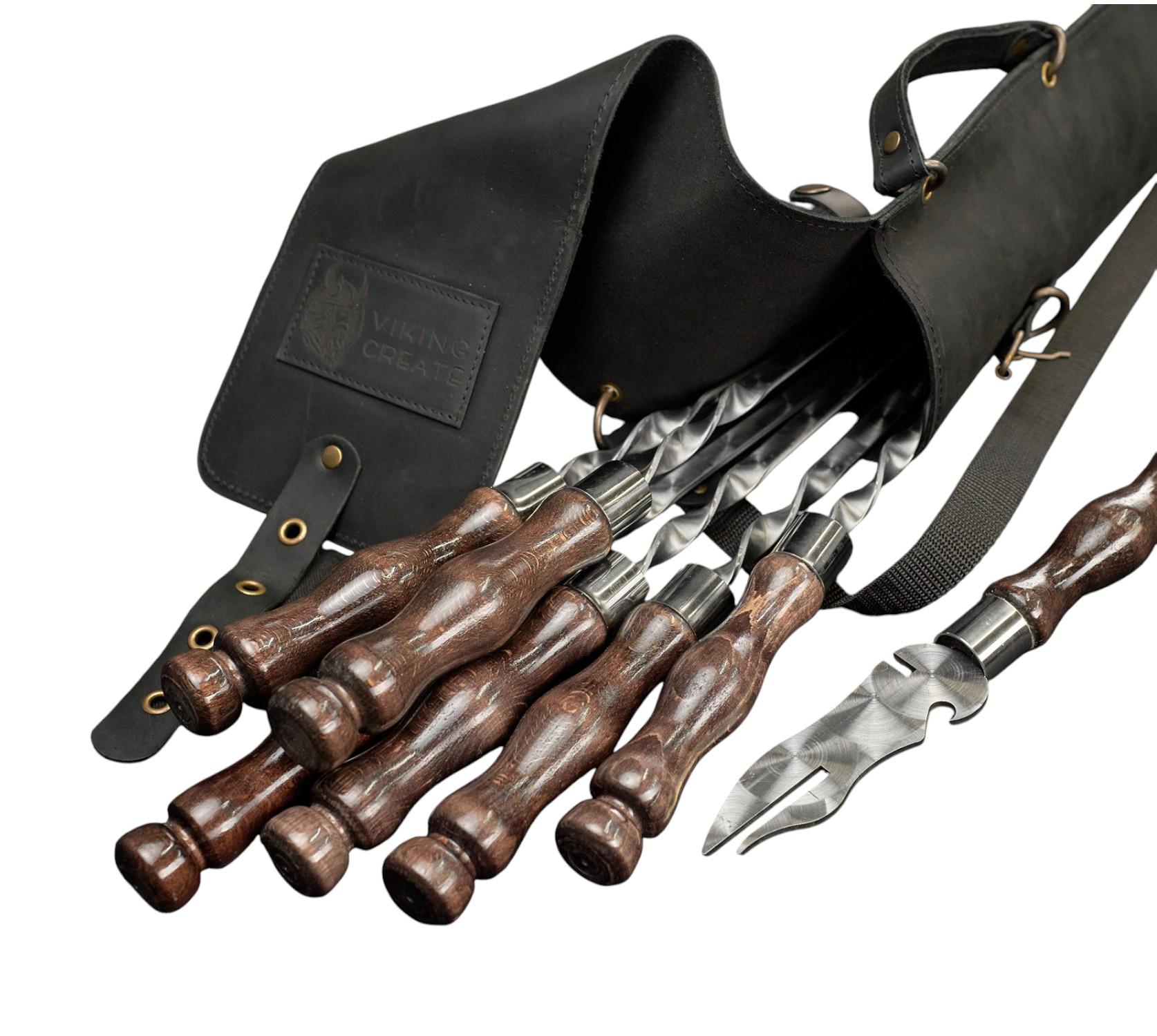 Комплект для грилю та шашлику в шкіряному чохлі (2576060589) - фото 2