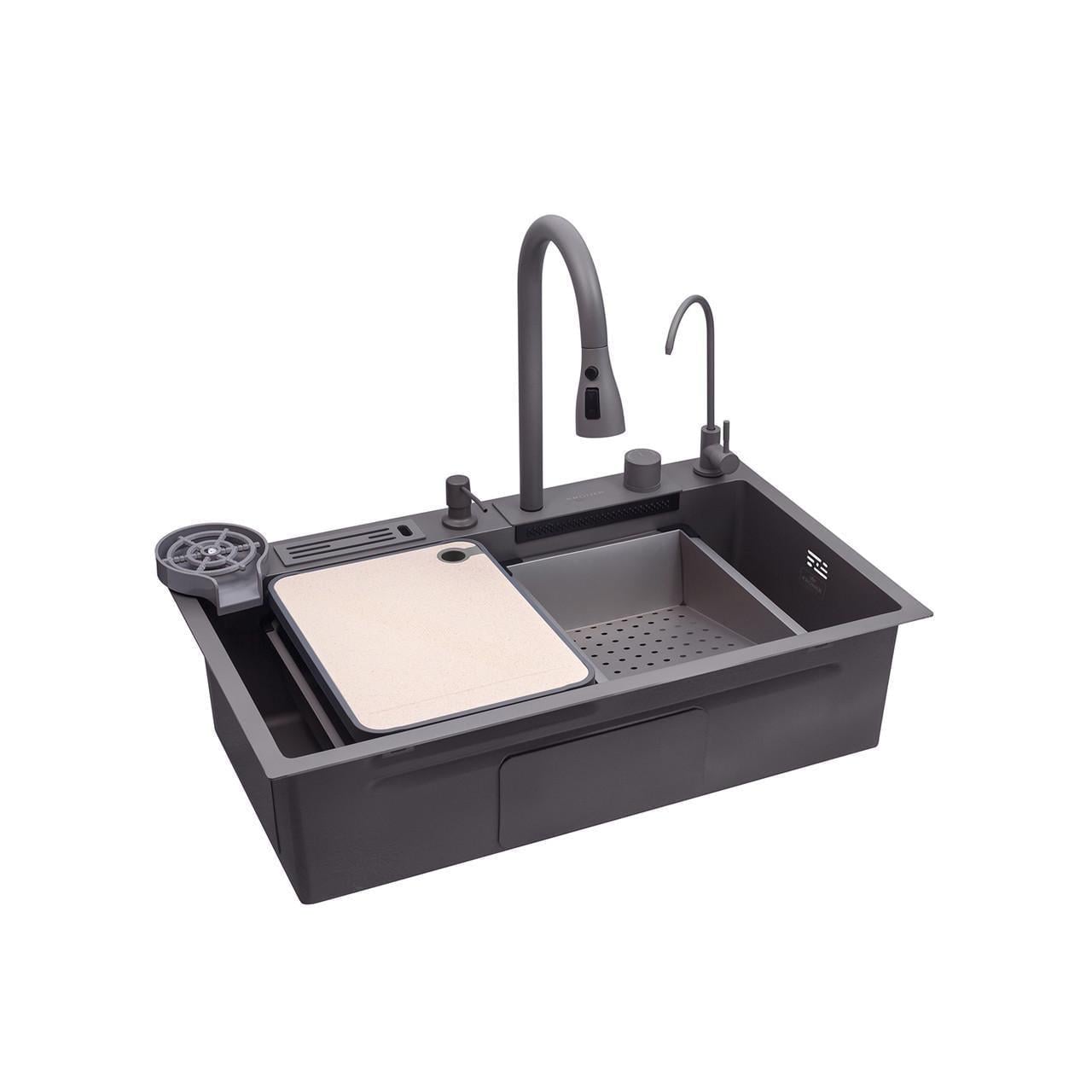 Мойка для кухни Kroner KRP Schwarze SET7545NG PVD 3,0/0,8 мм