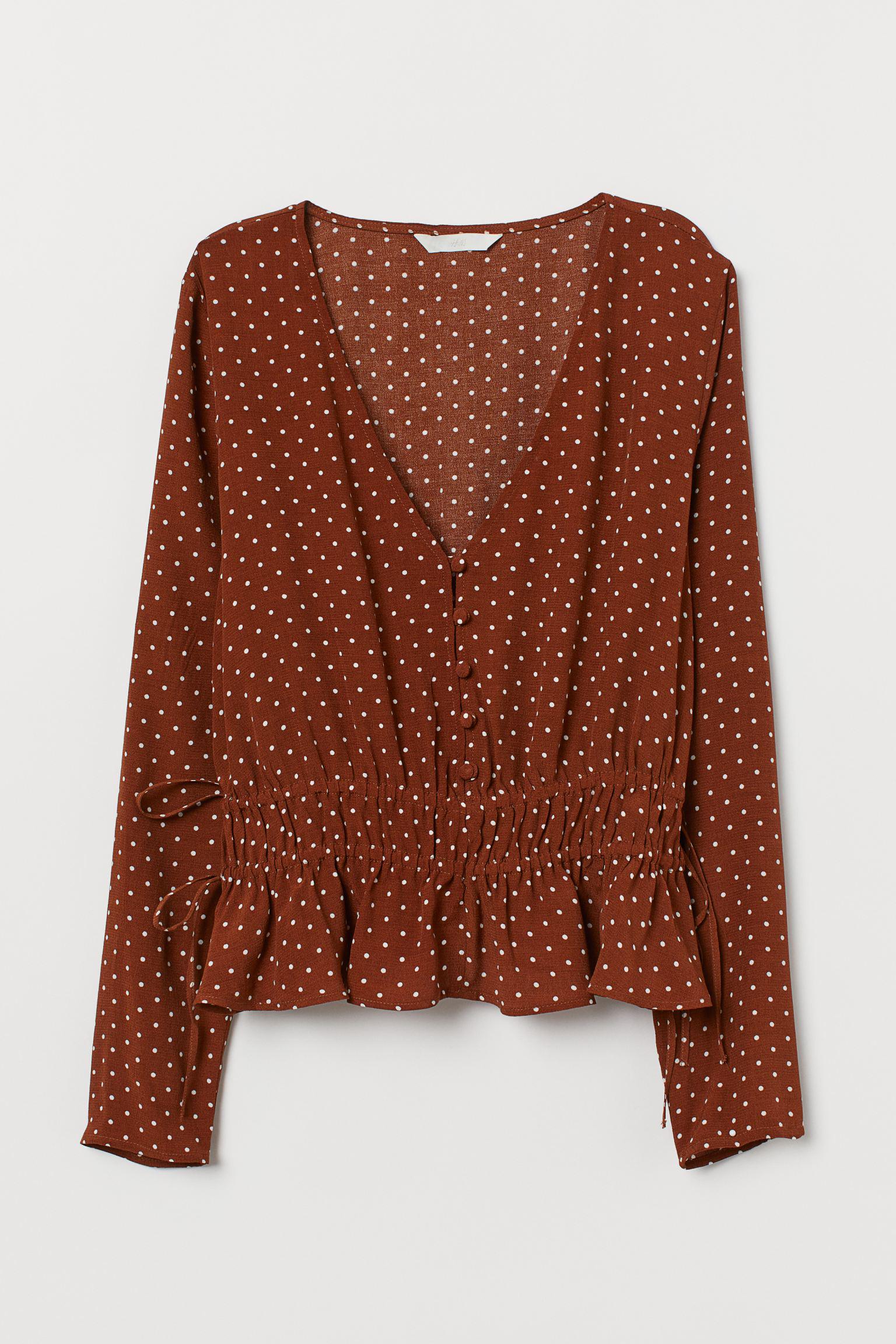 Блуза H&M Горох р. 44 Коричневый (19077844850)