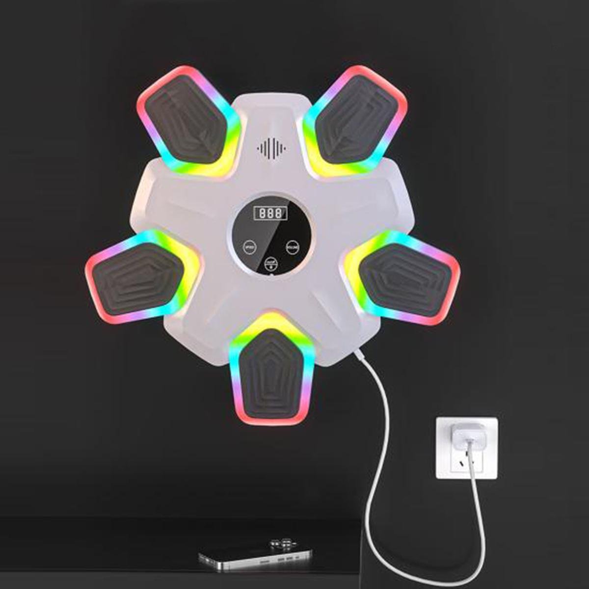 Тренажер для бокса настенный OSPORT музыкальный с подсветкой Белый (MS 4453) - фото 2 Тренажер для бокса настенный OSPORT музыкальный с подсветкой Белый (MS 4453) - фото 2