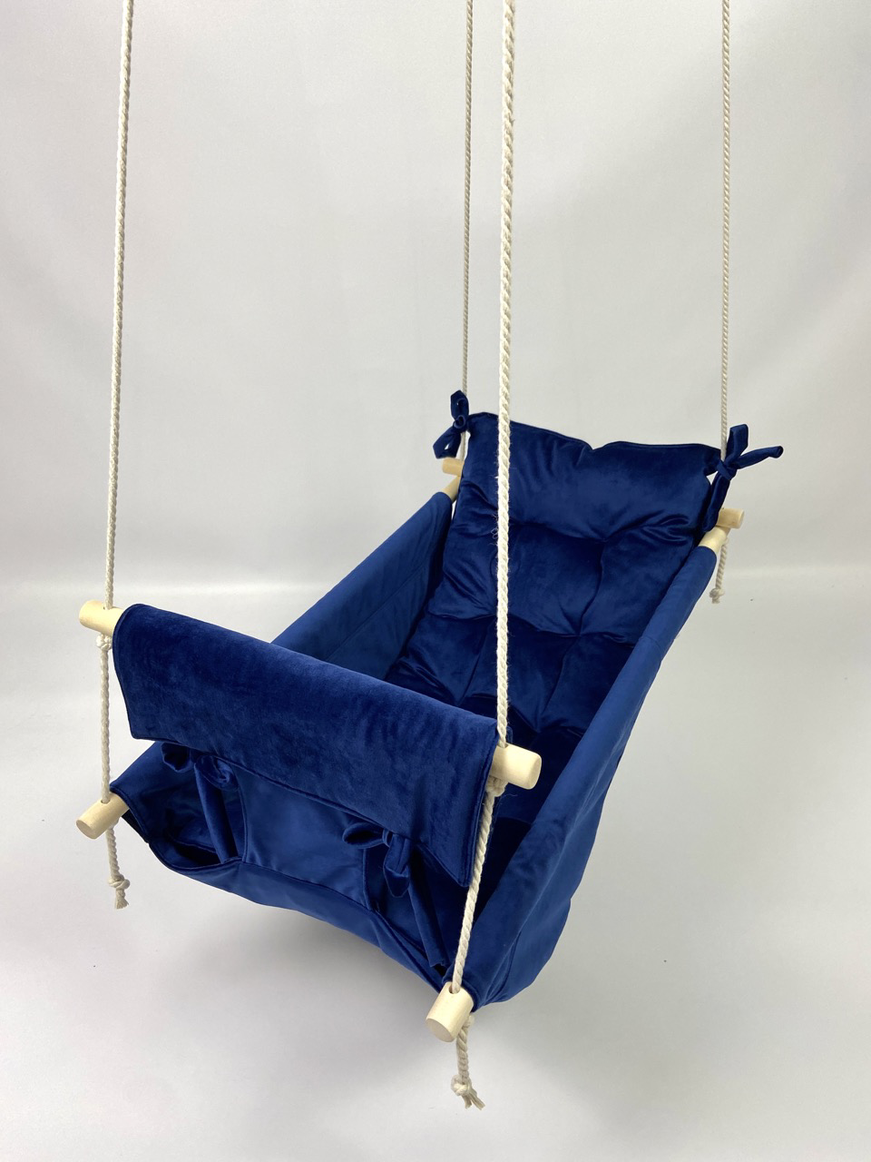 Подвесные детские качели Колыбелька из бархата Синий (gs-8760)