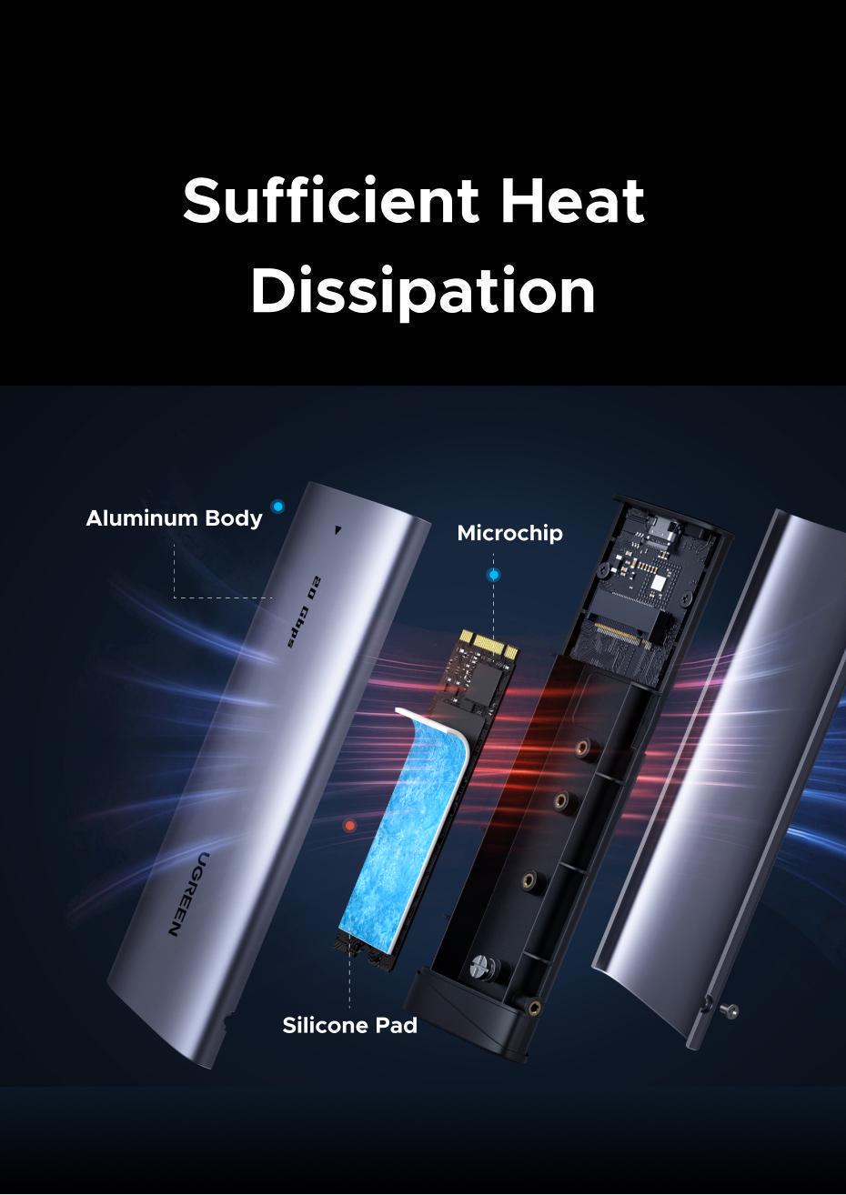 Кишеня зовнішня Ugreen 20 гбіт/с USB Срібний (55150) - фото 5