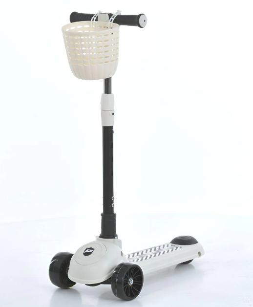 Самокат JR3-141-W подсветка металл/пластик 26x11 см с корзиной 4 положения Белый (26132426) Самокат JR3-141-W подсветка металл/пластик 26x11 см с корзиной 4 положения Белый (26132426)