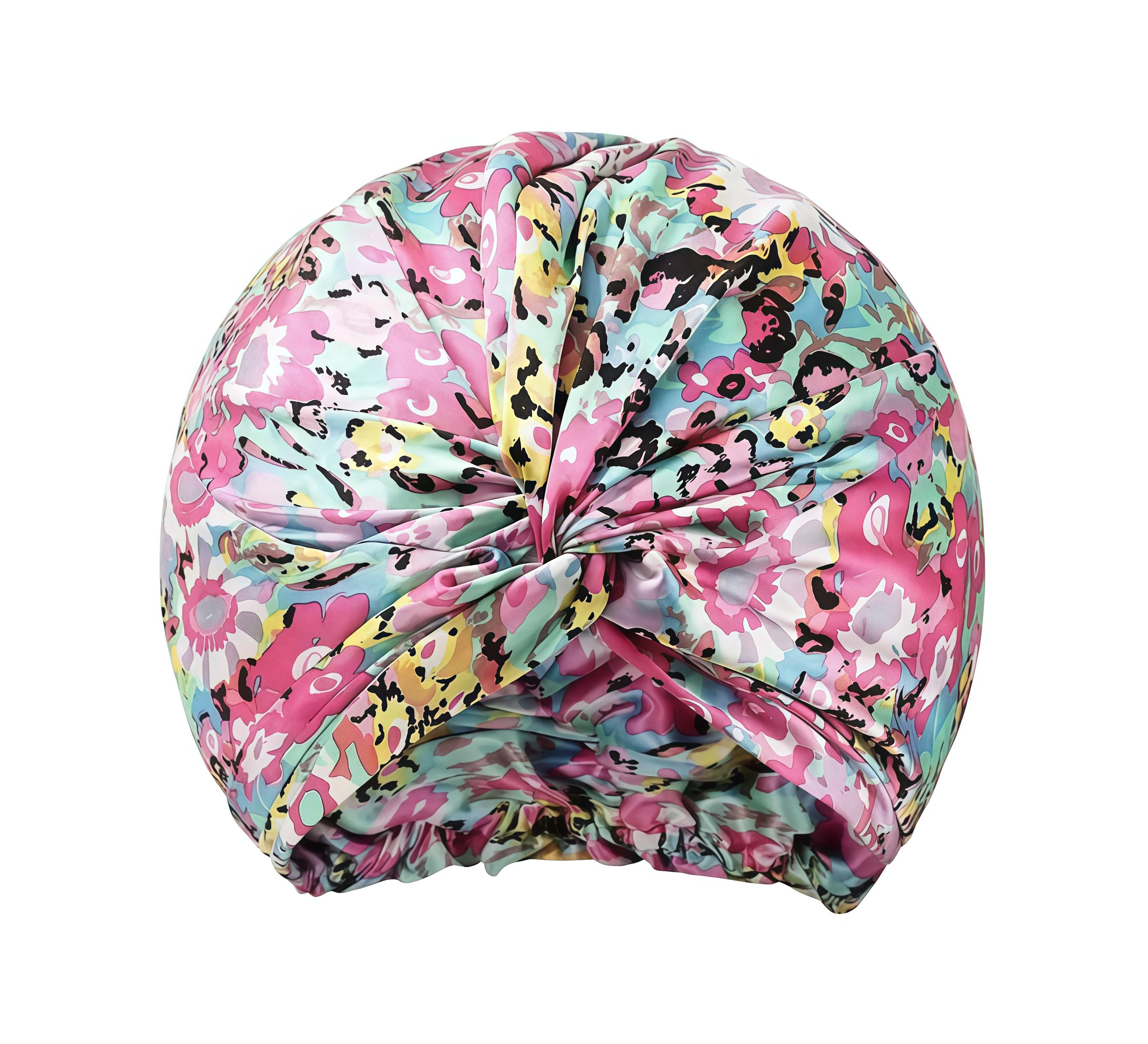 Бонет для волос двухслойный шелковый Цветочный