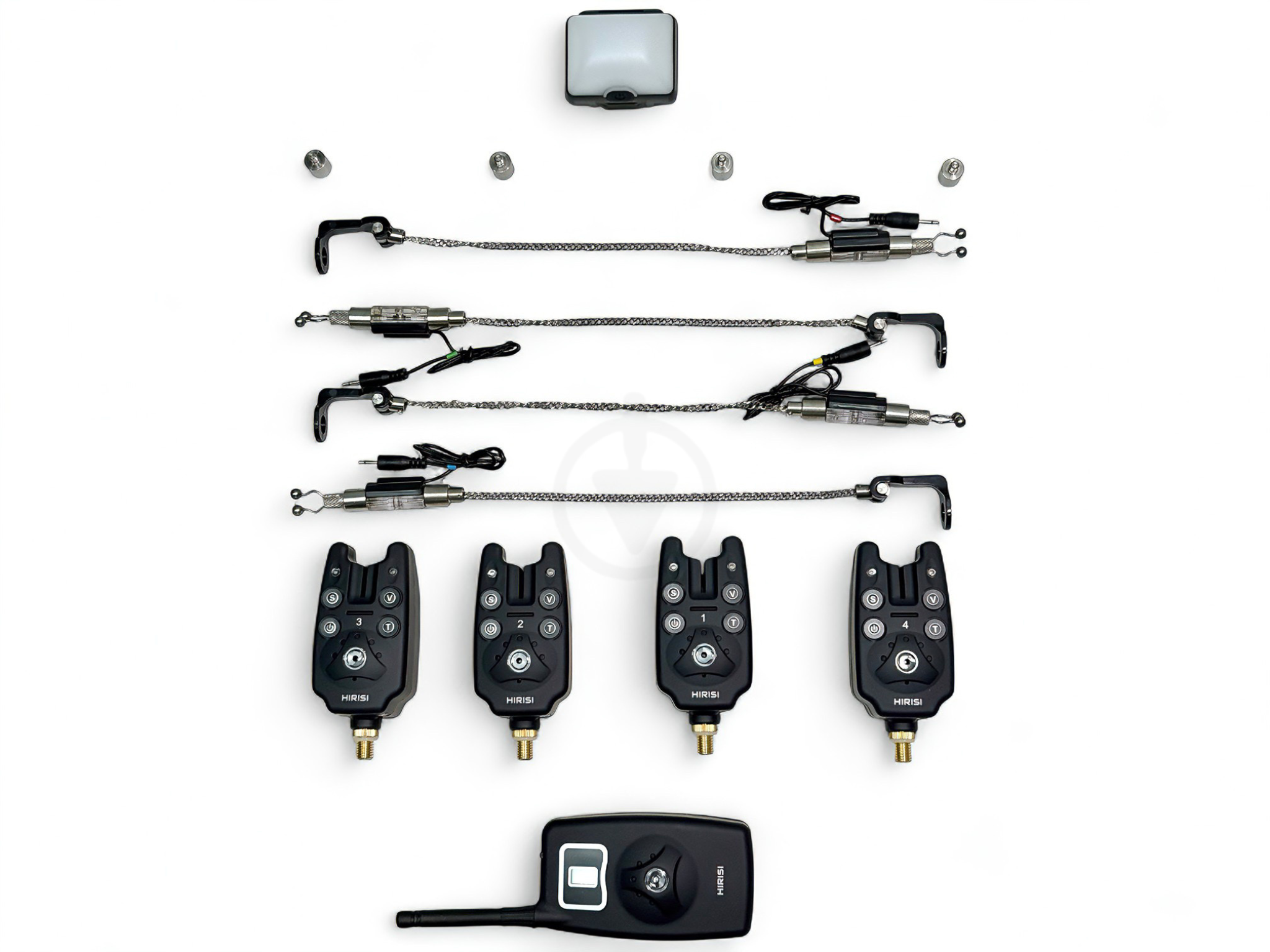 Карповые сигнализаторы поклевки с свингерами Hirisi набор 4/1 и лампа (B1203D) - фото 7