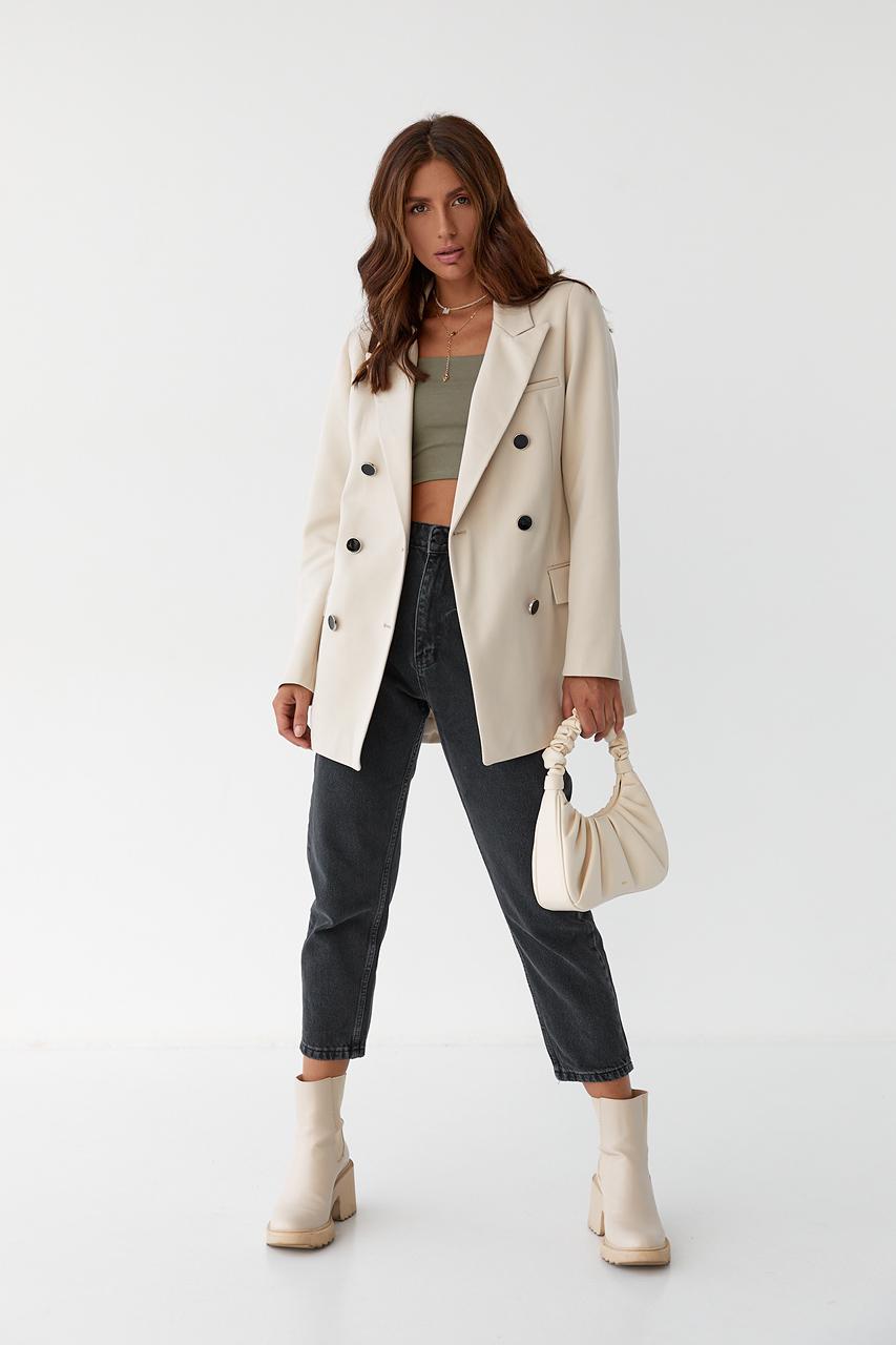 Пиджак двубортный M Бежевый (9528677) - фото 3 Пиджак двубортный M Бежевый (9528677) - фото 3