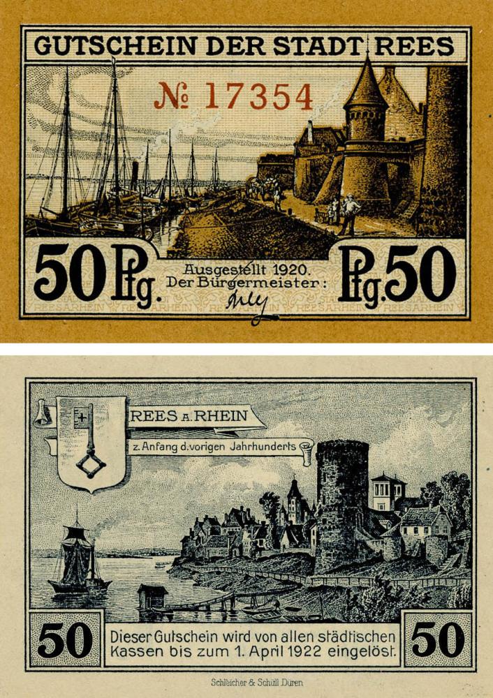 Коллекционная банкнота Германия Нотгельд 50 пфеннигов 1920 F-VF Рес (Б18738)