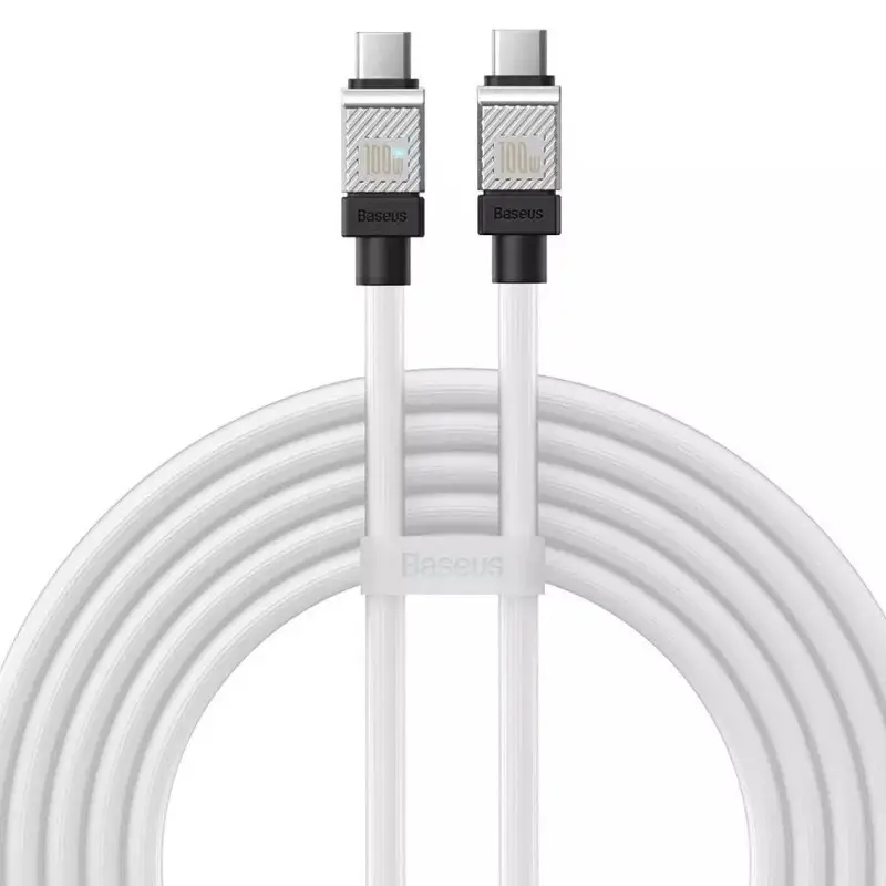 Кабель BASEUS CoolPlay Series Fast Charging Cable Type-C to Type-C CAKW000302 100W 2 м White - фото 1