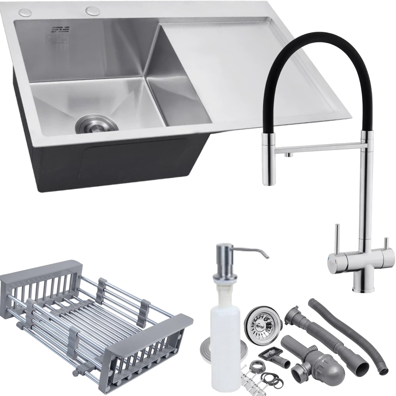 Комплект кухонной мойки Kroner KRP Geburstet-7849LH Mrstet-7849RHM (2475368174)