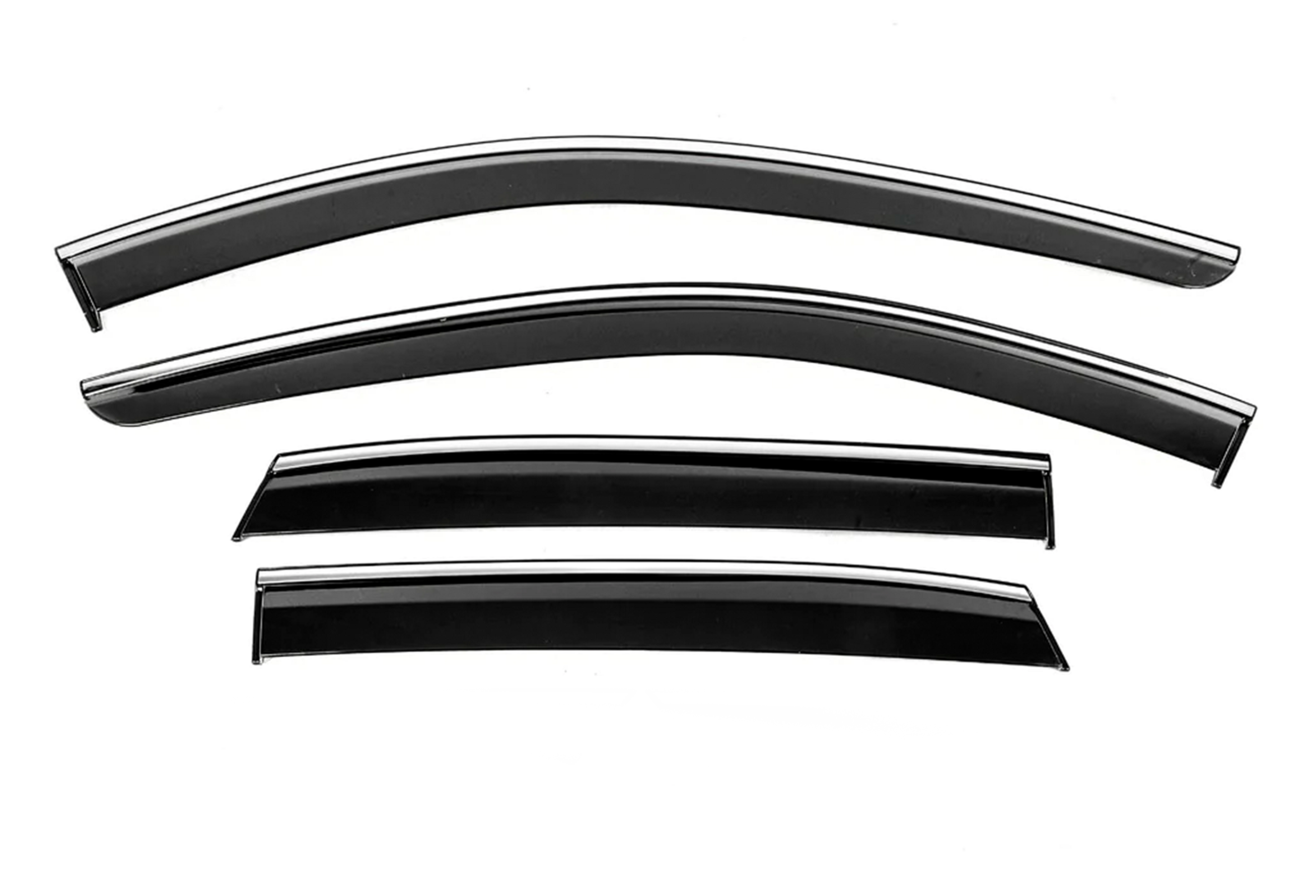 Ветровики с хромированным молдингом Niken Luxury для Nissan Qashqai 2021-гг. поликарбонат 4 шт. Черный (188466)