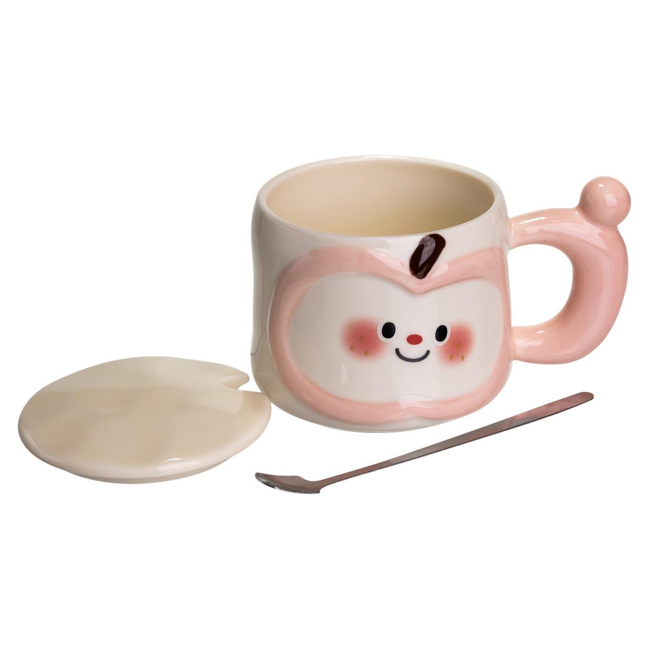 Чашка порцелянова Cute Apple з кришкою та ложкою 400 мл Рожевий (FM-25C) - фото 2 Чашка порцелянова Cute Apple з кришкою та ложкою 400 мл Рожевий (FM-25C) - фото 2