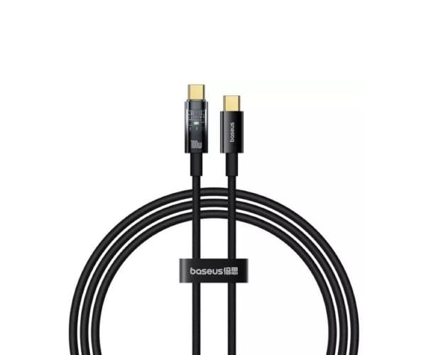 Кабель Data BASEUS Explorer з Auto Shutdown Tupe-C to Tupe-C 100W 1 м Cluster Black