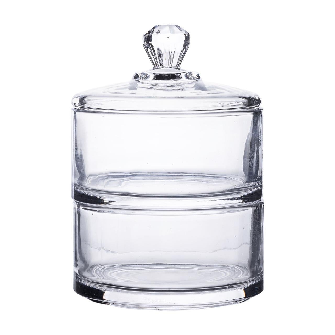 Цукерниця двоярусна скляна з кришкою кругла 10 см (5969) - фото 3