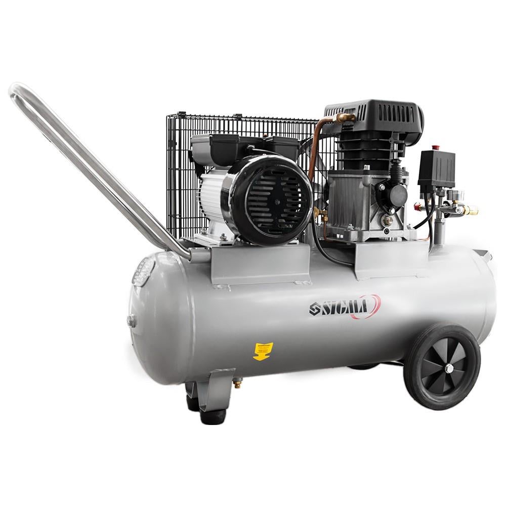 Компресор Sigma 7044121 двоциліндровий ремінний масляний 50 л 10 бар 335 л/хв
