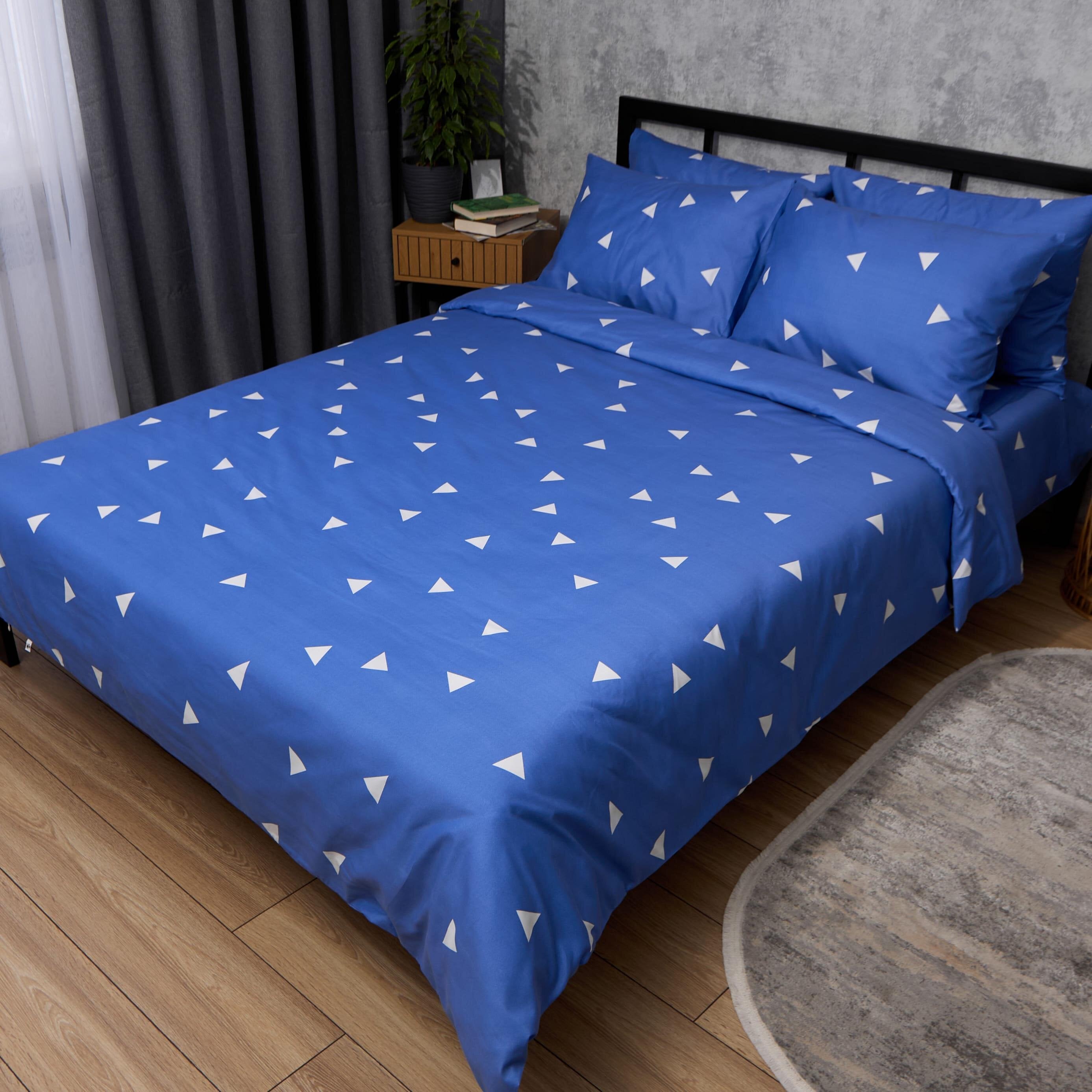 Комплект постельного белья Moon&Star Микросатин Premium Pure Indigo семейный 160х220 см 2 шт. наволочки 2 шт. (MS-820016202)