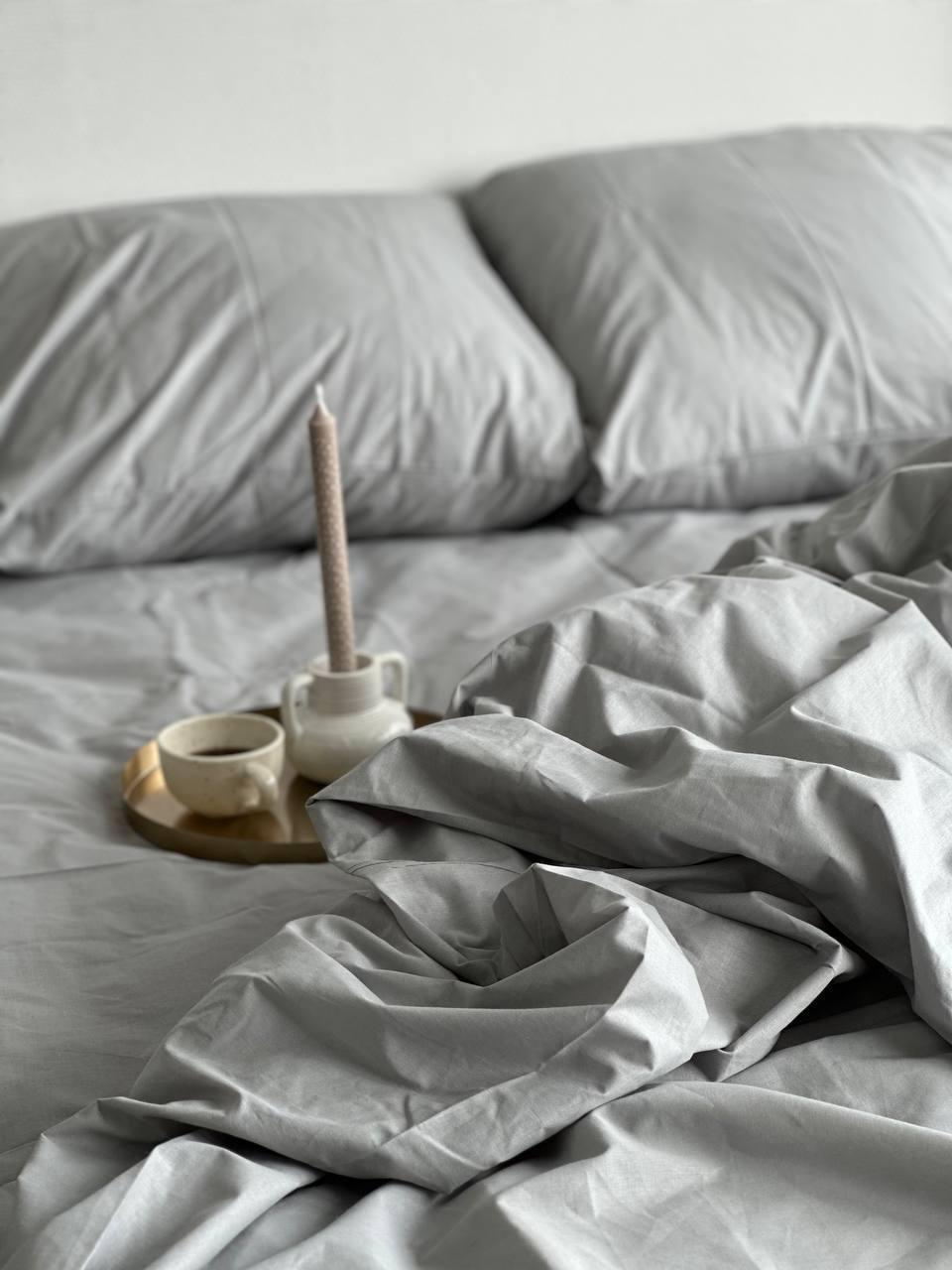 Комплект постельного белья Однотонный семейный бязь 200х220 см Серый - фото 7