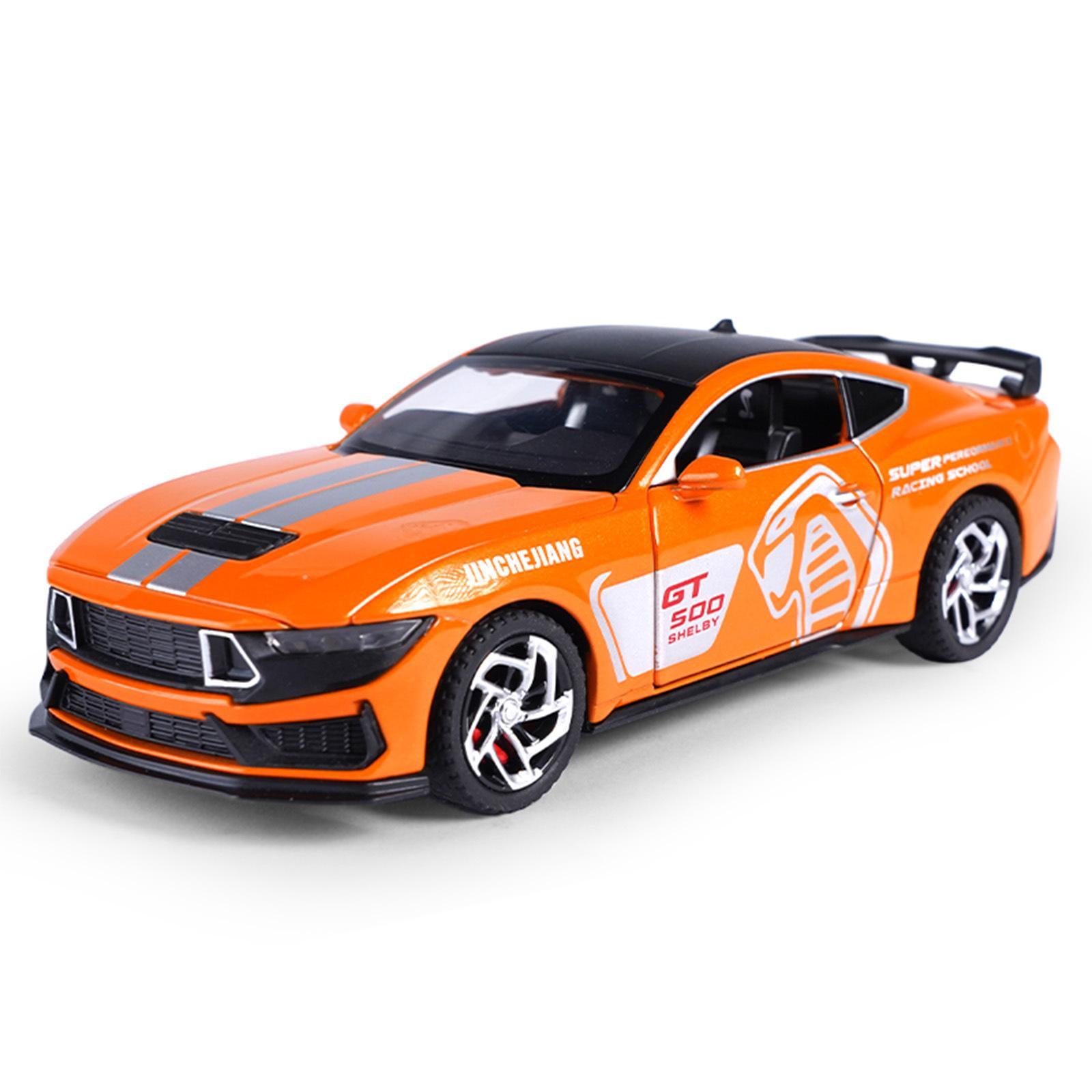 Игрушечная машина коллекционная Ford Mustang GT500 Shelby металлическая с инерционным механизмом/светом и звуком 1:32 Оранжевый (11002)