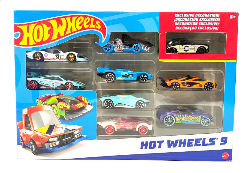 Набір машинок Mattel Hot Wheels Вид 6 у подарунковій упаковці 9 шт. (X6999)