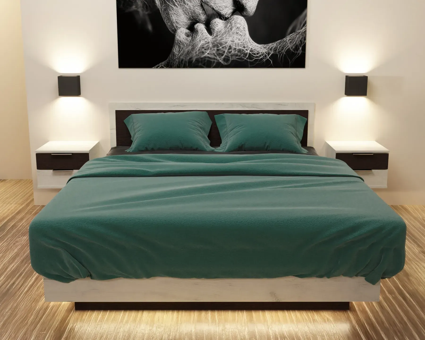 Кровать двуспальная Kontinent Kristal №2 160x200 см Дуб Крафт Белый/Венге Магия (59217988)