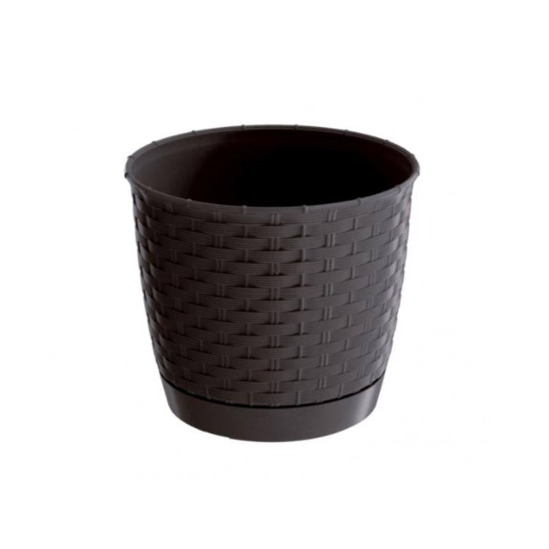 Горшок для цветов Prosperplast Ratolla 14,2 см круглый с подставкой Коричневый (70763-440)
