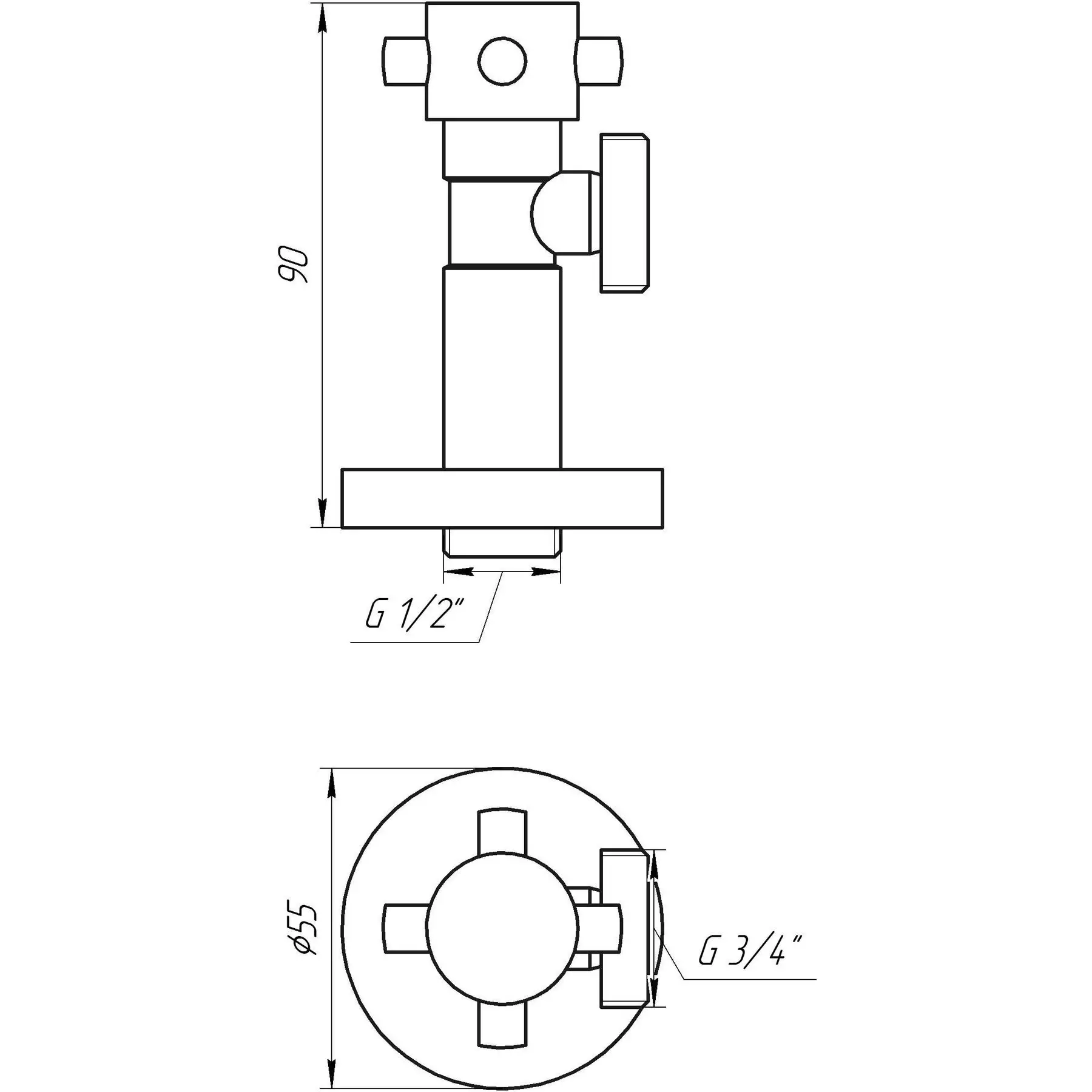 Кран полуоборотный угловой Solomon Retro 7077 1/2"х3/4" (GSR-000004158) - фото 5