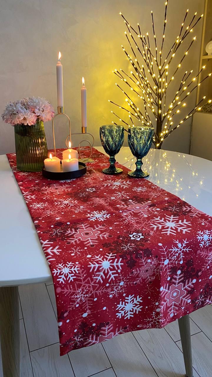 Скатерть дорожка-ранер Большие снежинки (170x40) - фото 4 Скатерть дорожка-ранер Большие снежинки (170x40) - фото 4