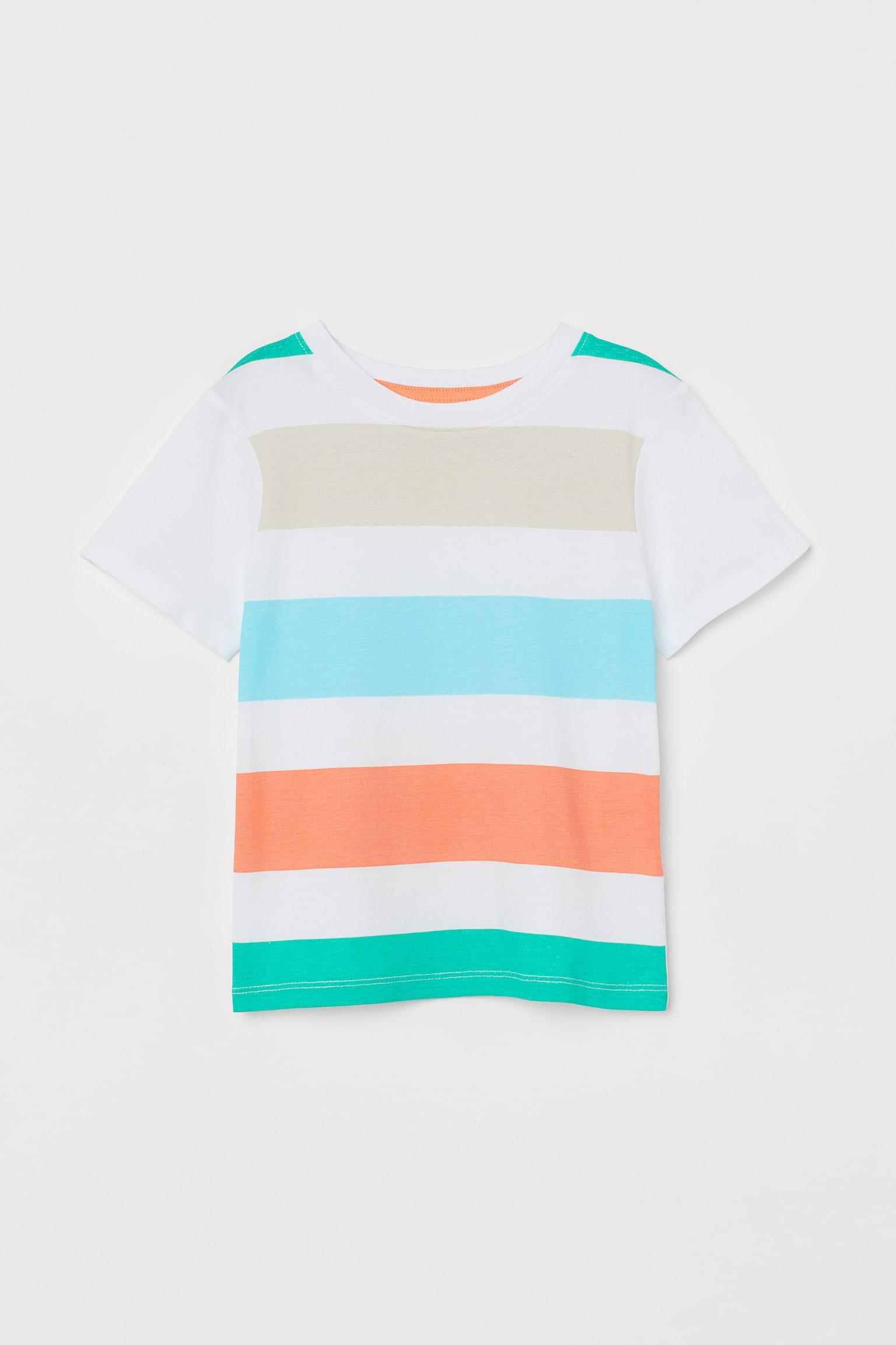 Футболка H&M Смужка 110-116 см Біло-м'ятна (S407933292)