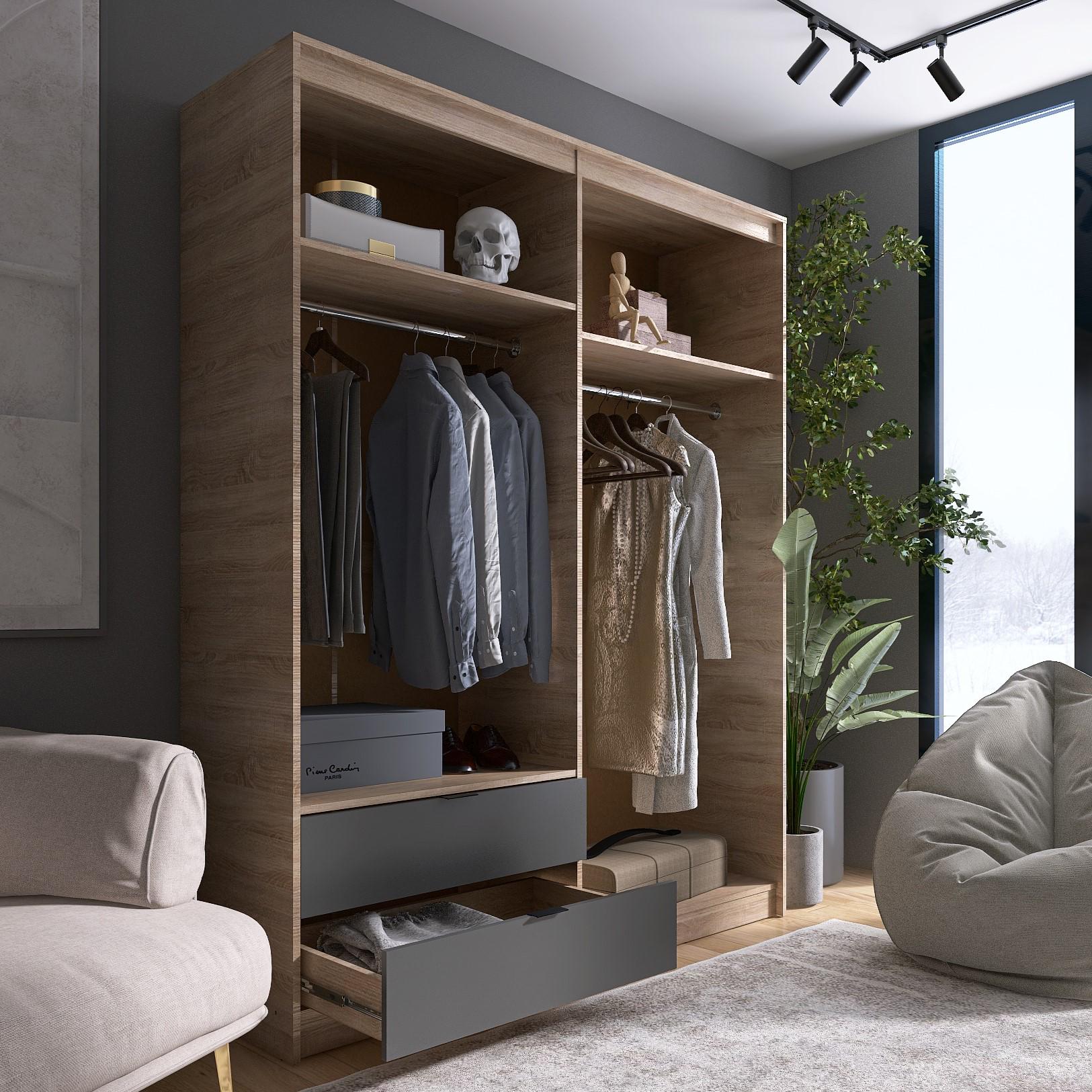 Шафа Everest Сіті 1600 1602х500х2046 мм Сонома/Графіт (11434) - фото 11 Шафа Everest Сіті 1600 1602х500х2046 мм Сонома/Графіт (11434) - фото 11