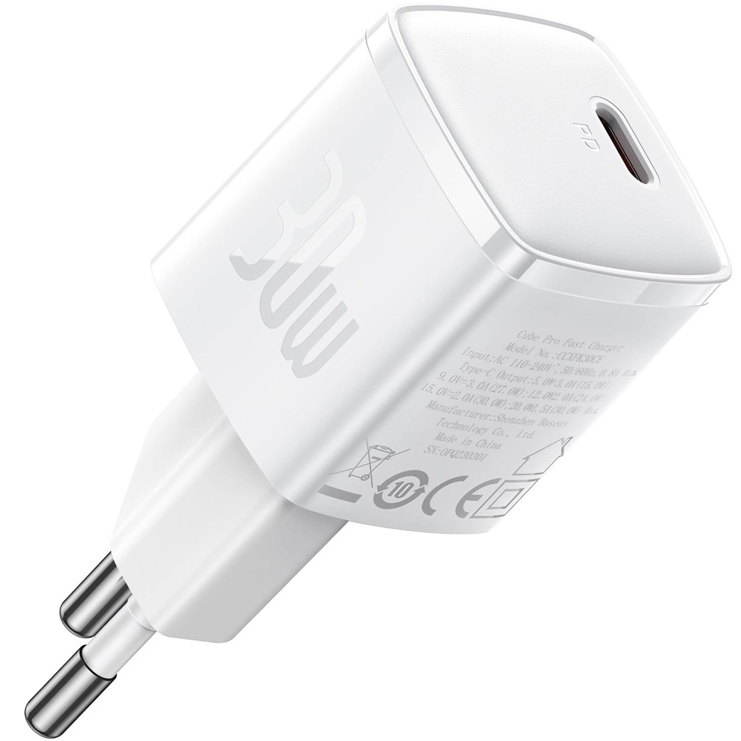 Зарядний пристрій мережевий BASEUS Cube Pro Fast Charger 1C 30W CCXF000302 White