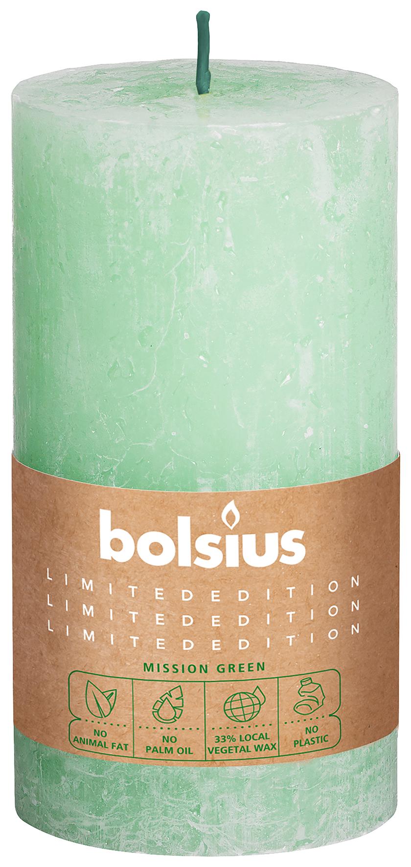 Свічка Bolsius Rustic Pillar Water 130x68 мм Зелений (BOL-590372)