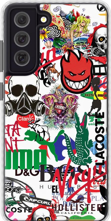 Чехол на Samsung Galaxy S21 FE Many different logos (4022pc-2302-42517)
