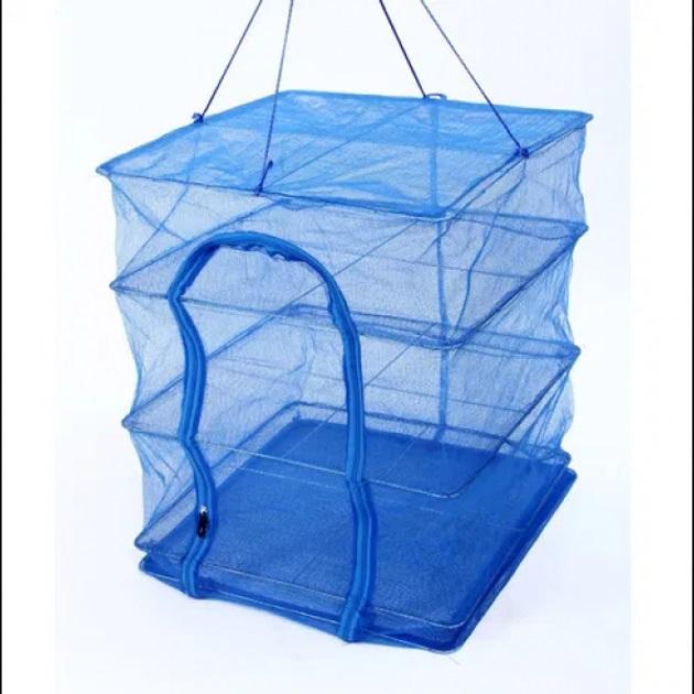 Сітка-сушарка підвісна для сушіння риби фруктів овочів грибів 3 яруси 35х35х65 см Синій (Е051543) - фото 7