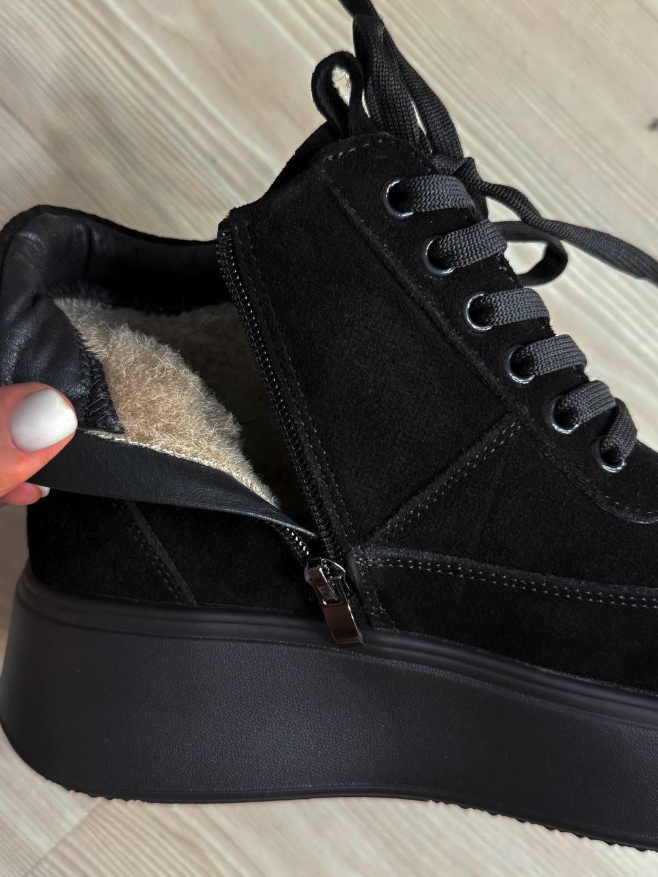 Ботинки женские Hengji 280-6 зимние на меху замшевые р. 41 Черный (5243) - фото 6